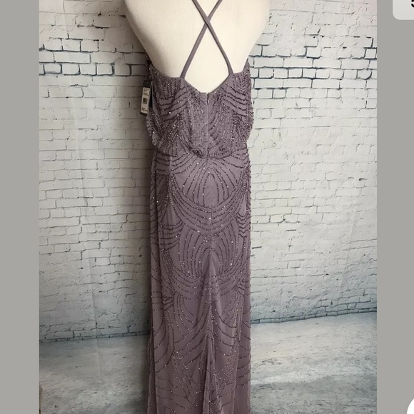 Adrianna Papell Beaded Blouson Gown Dress Wedding - Picture 5 of 7